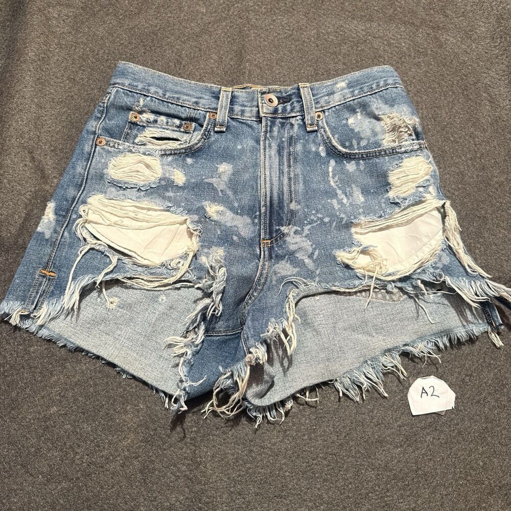 Rag & Bone Juniors Shorts Size 24 Light Blue Distressed Denim Jeans Cotton